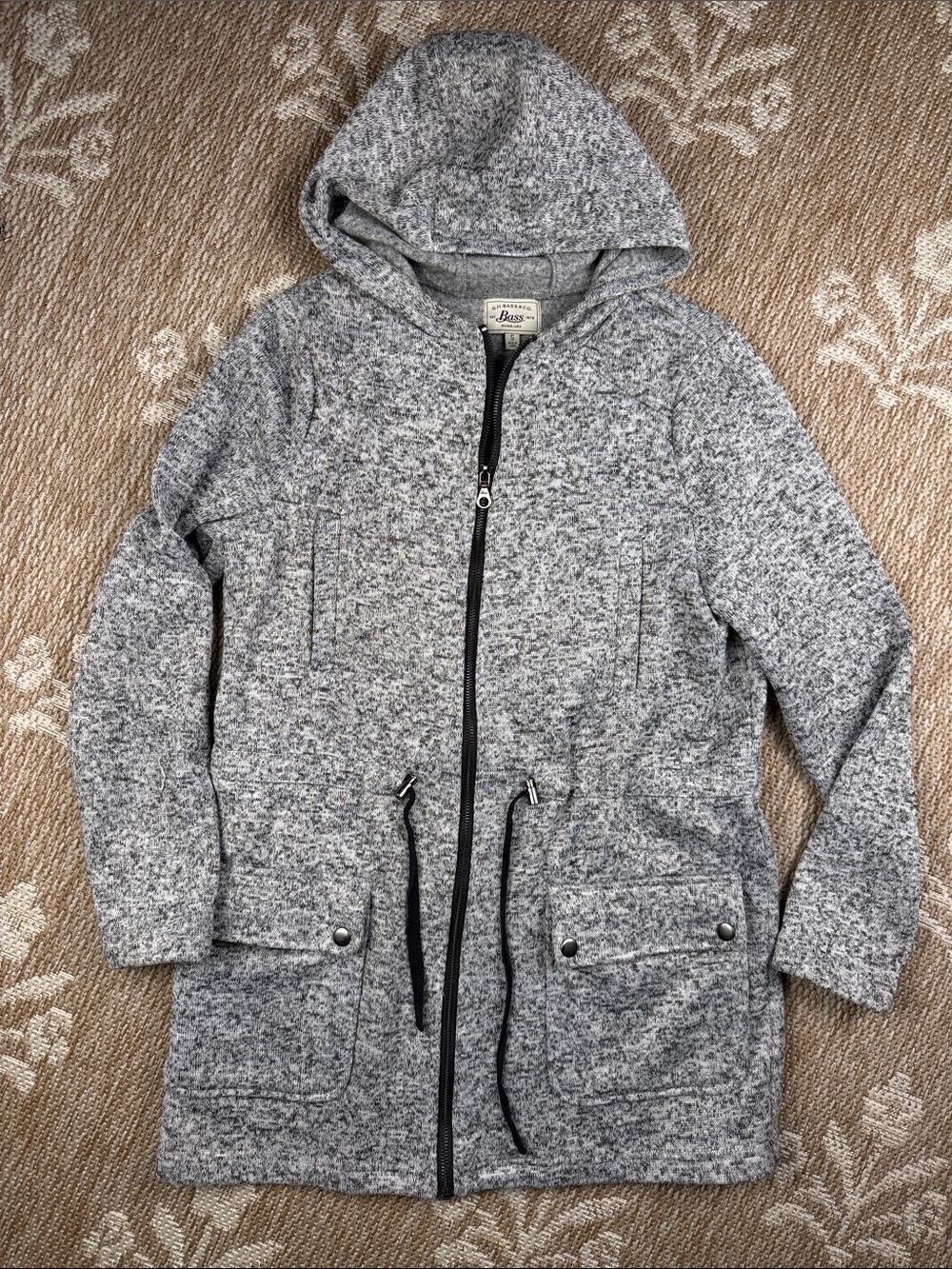 G.H. Bass & Co. Heather Gray Hooded Zip-Front Trench Coat